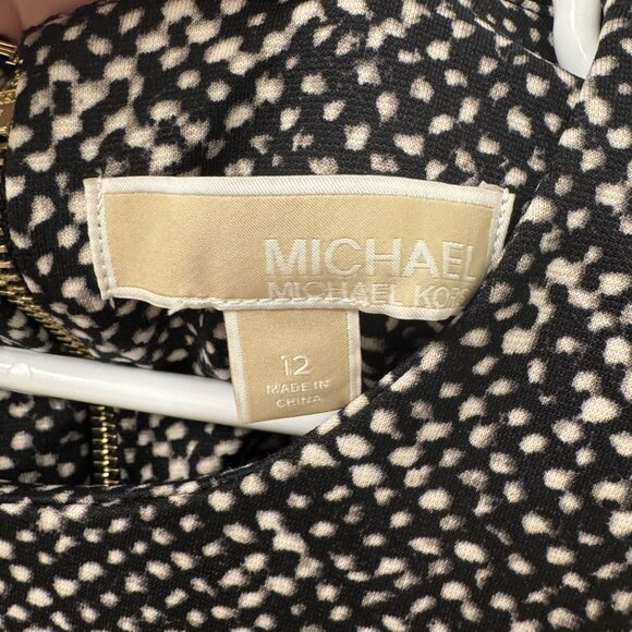 Michael Kors Fit & Flare Long Sleeve Speckled Mini Dress Size 12 Office Pockets - Picture 7 of 10